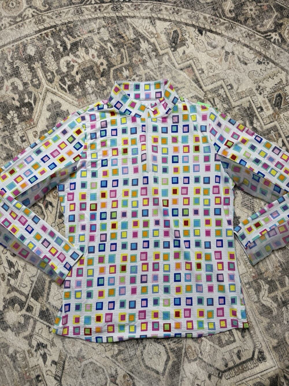 IBKUL Womens Medium Colorblock Sun Cooling Mesh Panel 1/4 Zip Top